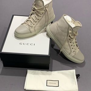 Gucci white canvas high top sneakers
